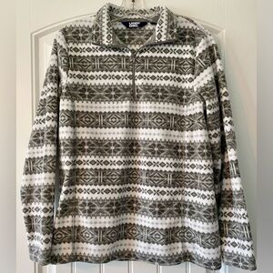 EUC Lands' End Fair Isle Quarter Zip Fleece Pullover